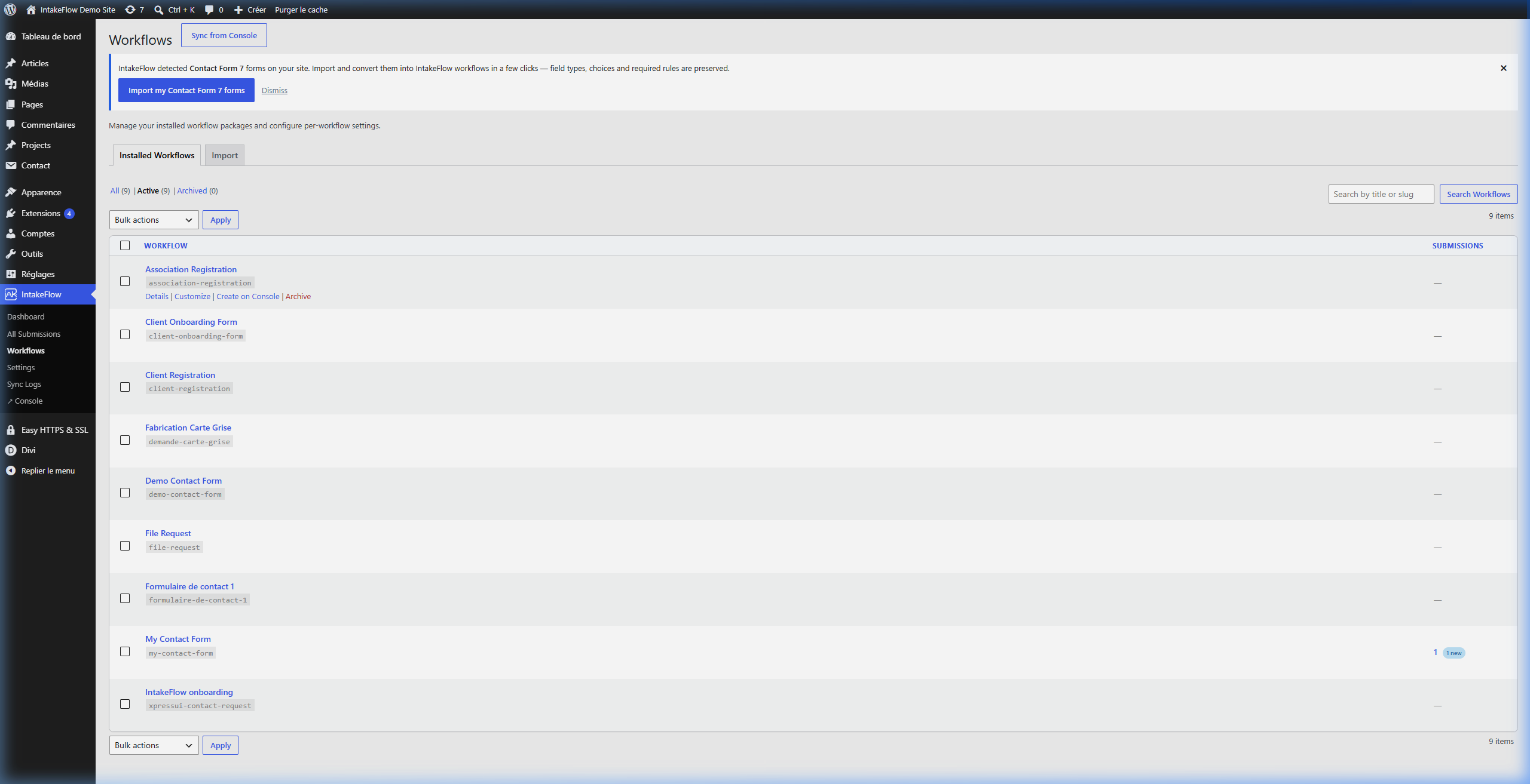 WordPress Workflows List